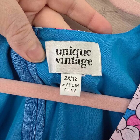 NWT Blue and Pink 60s Babydoll Spring Dress - Picture 7 of 7